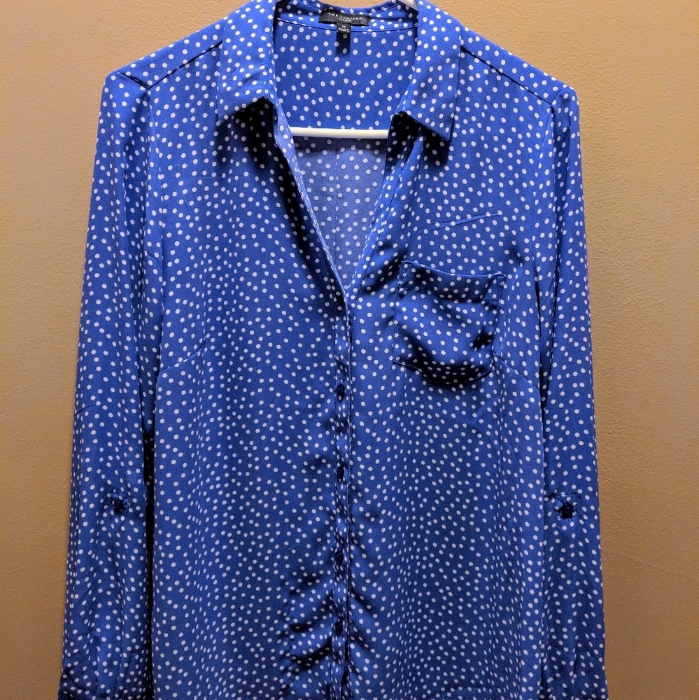 Blue polka dot blouse
